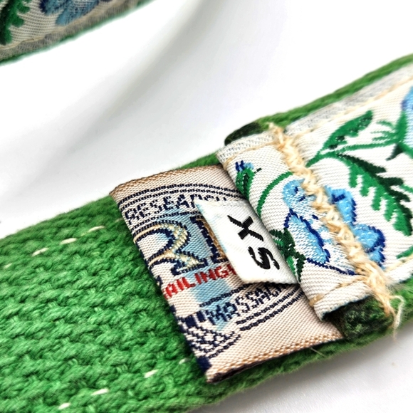 VINTAGE Yachtwear Research Inc YRI Green & Blue Floral Ribbon Adjustable Belt XS - Picture 5 of 6